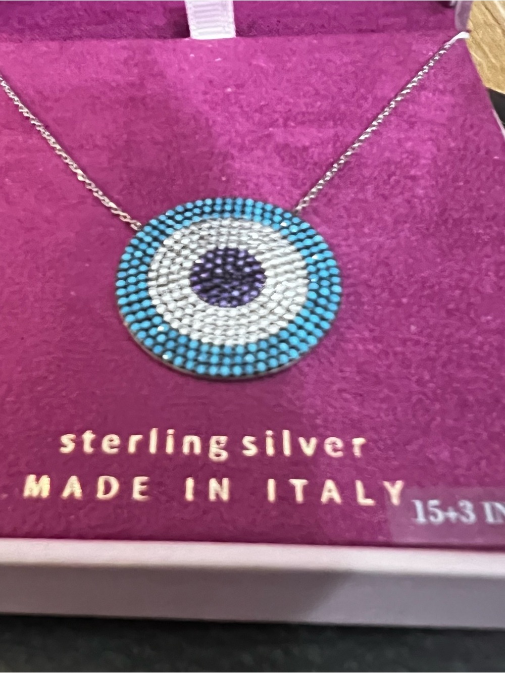 Sterling Silver Turquoise & White Evil Eye Pendant Necklace